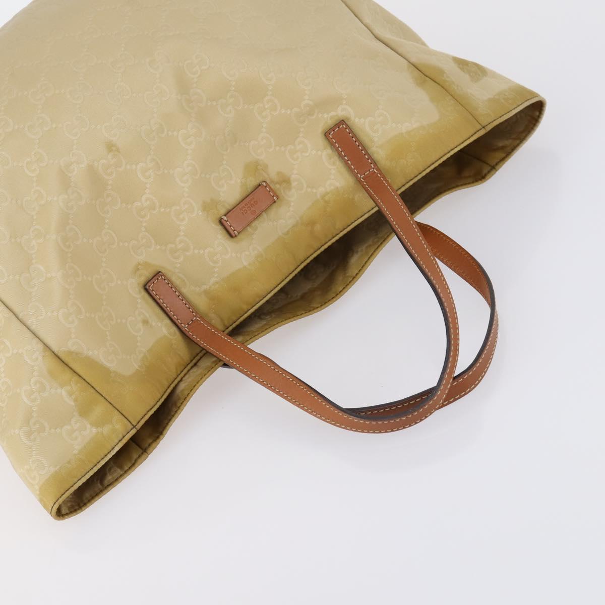 GUCCI GG Canvas Tote Bag Nylon Leather 2 Set Beige Auth 148483