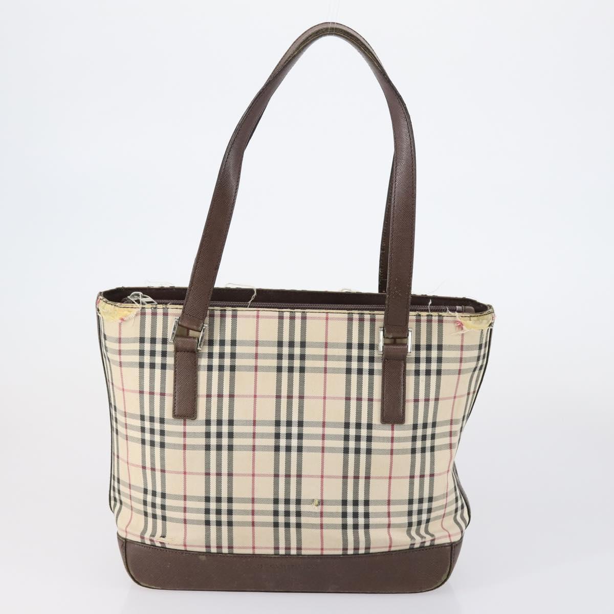 BURBERRY Nova Check Shoulder Bag Nylon Canvas 4 Set Beige Brown black Auth 148484