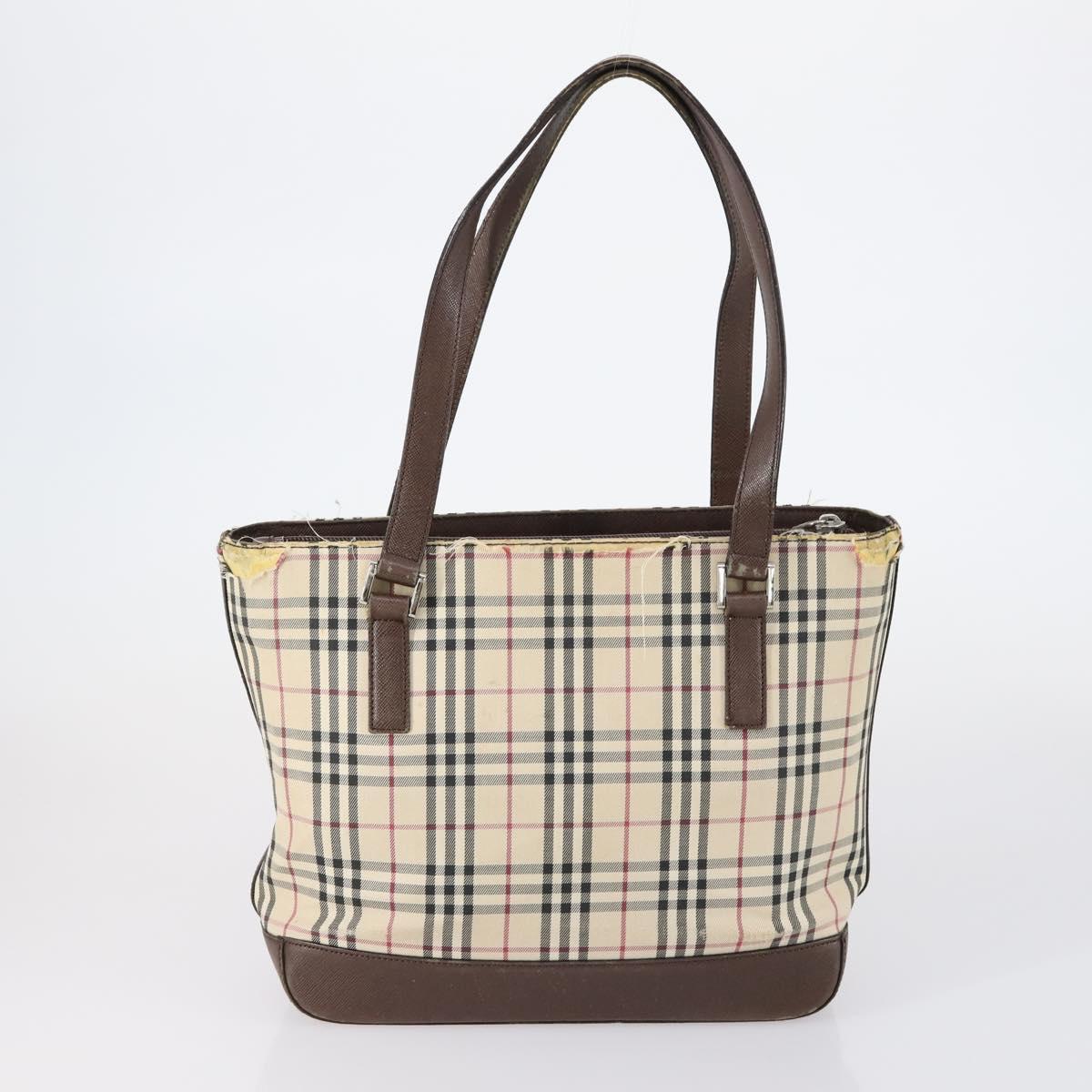BURBERRY Nova Check Shoulder Bag Nylon Canvas 4 Set Beige Brown black Auth 148484