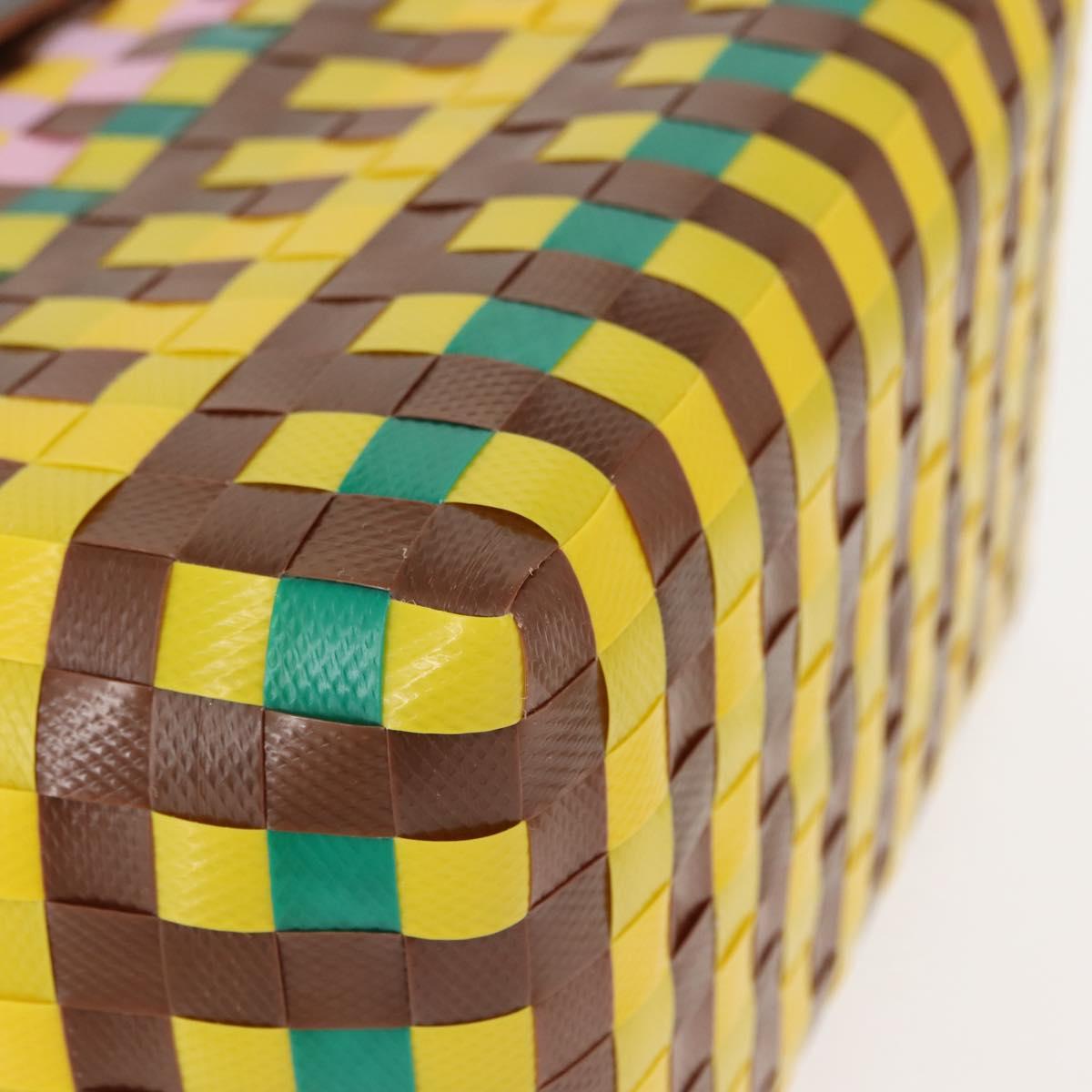 MARNI Flower Cafe Basket Hand Bag Leather Multicolor Auth 148485