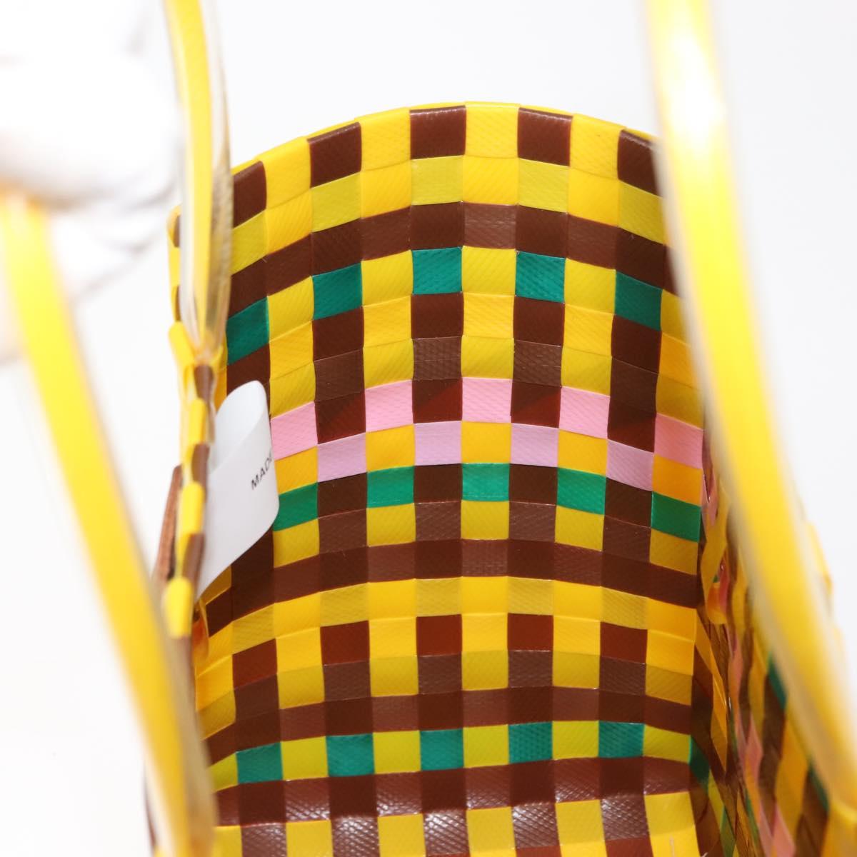 MARNI Flower Cafe Basket Hand Bag Leather Multicolor Auth 148485