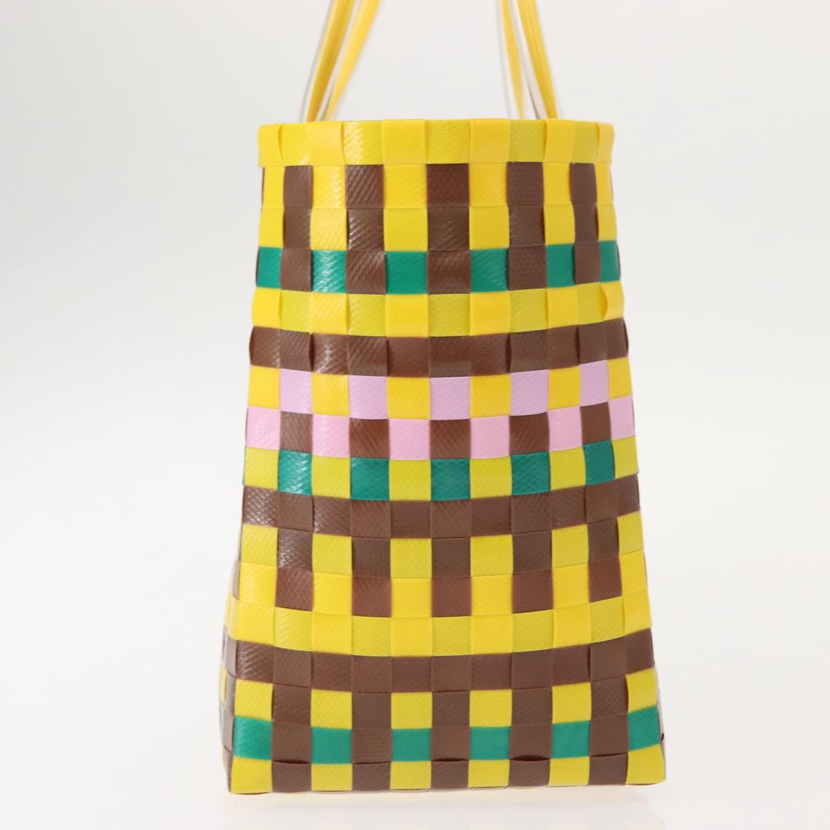 MARNI Flower Cafe Basket Hand Bag Leather Multicolor Auth 148485