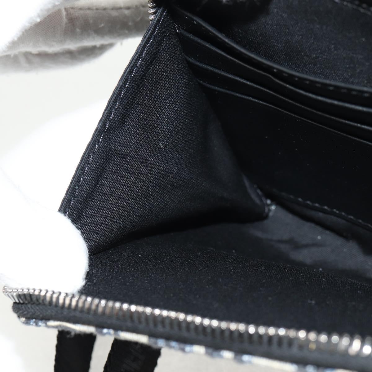 Christian Dior Trotter Canvas Oblique Shoulder Bag Navy Silver Auth 148526M