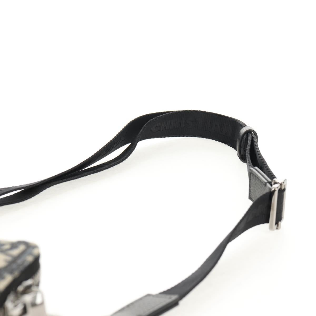 Christian Dior Trotter Canvas Oblique Shoulder Bag Navy Silver Auth 148526M