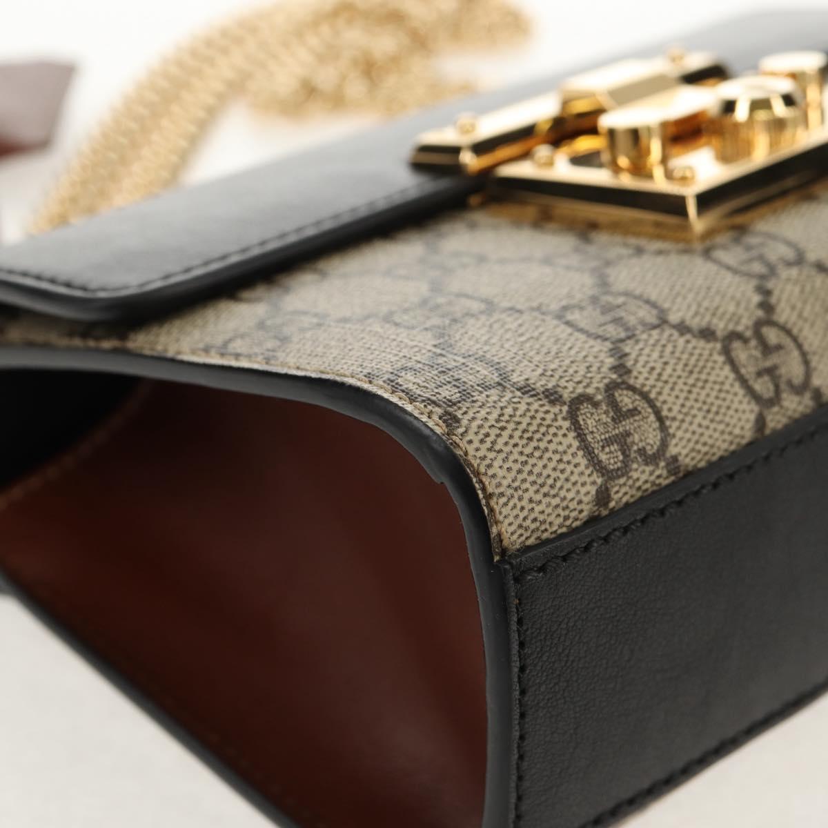 GUCCI GG Supreme Chain Shoulder Bag PVC Beige Gold 409487 Auth 148528M