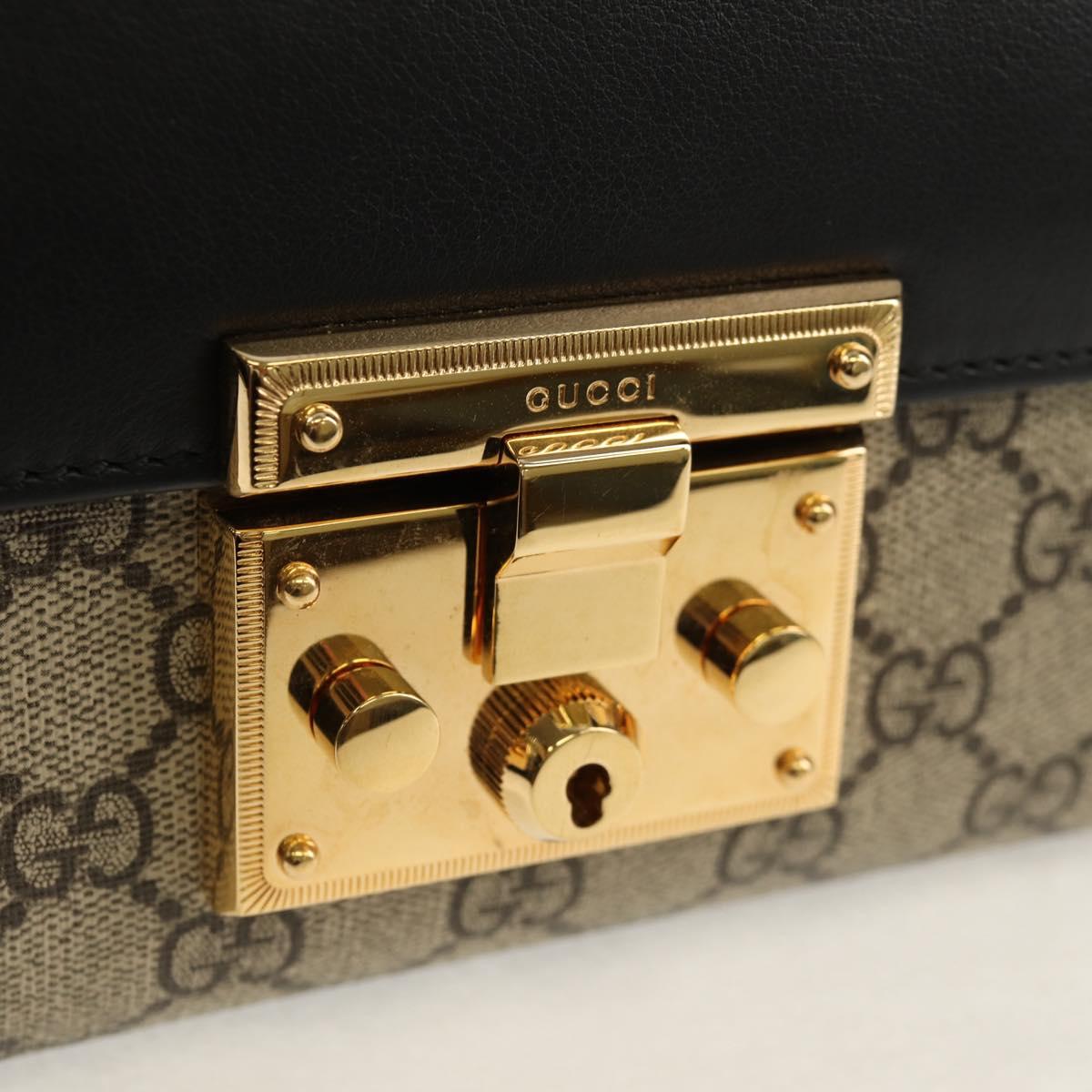 GUCCI GG Supreme Chain Shoulder Bag PVC Beige Gold 409487 Auth 148528M