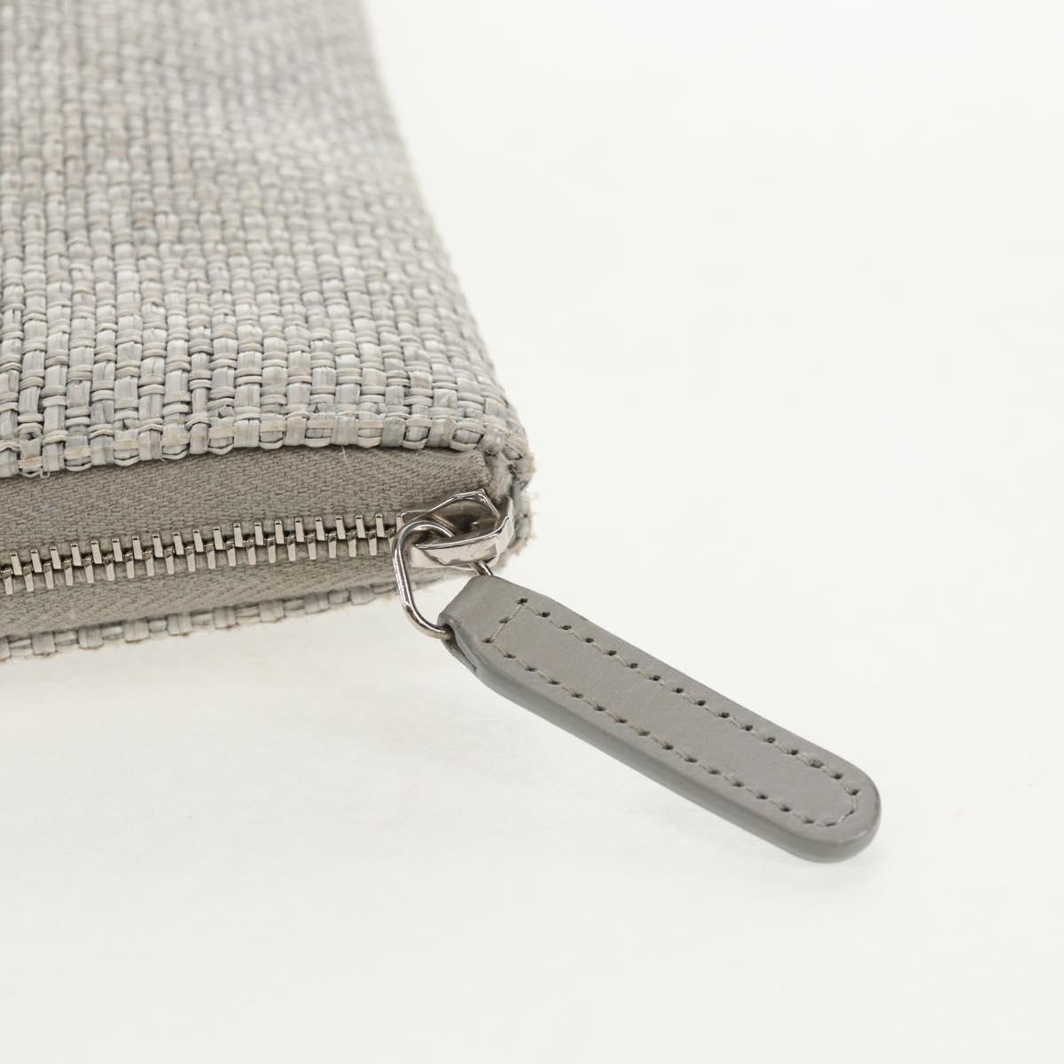 CHANEL Clutch Bag Canvas Gray CC Auth 148530M