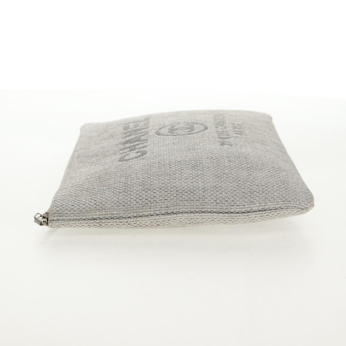 CHANEL Clutch Bag Canvas Gray CC Auth 148530M