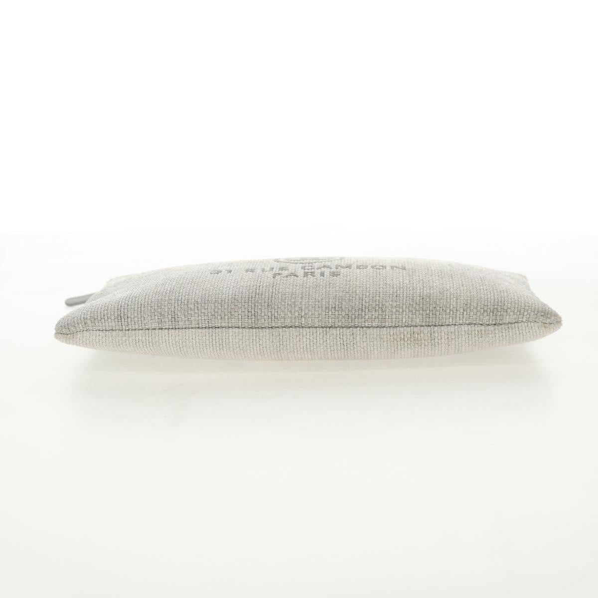CHANEL Clutch Bag Canvas Gray CC Auth 148530M