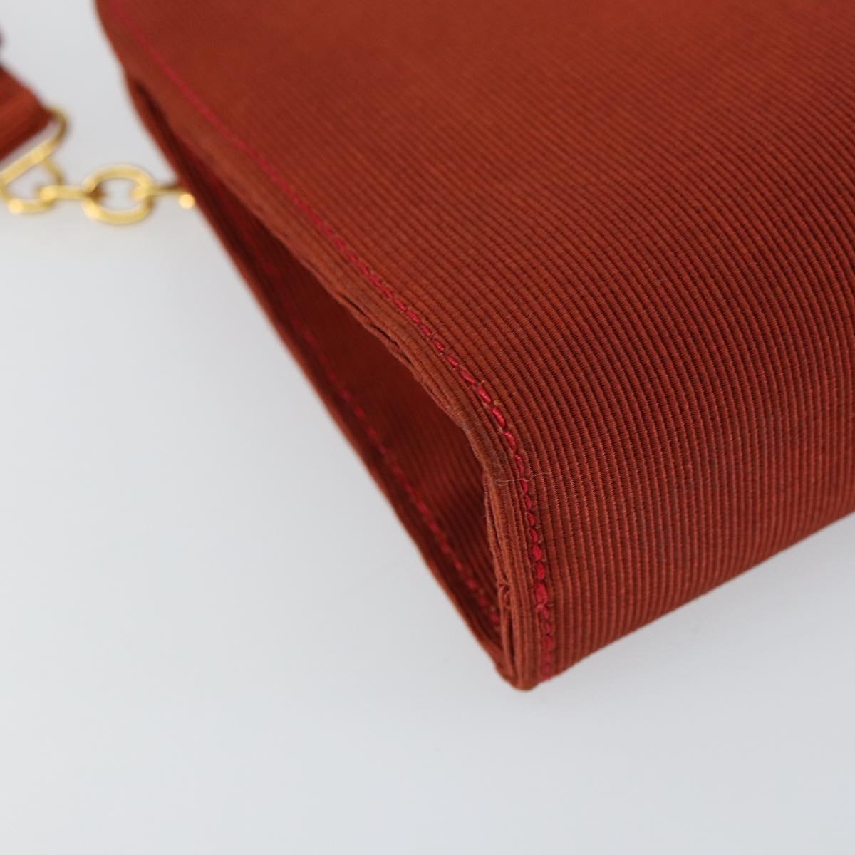 Salvatore Ferragamo Chain Shoulder Bag Nylon Red Gold Auth 148536