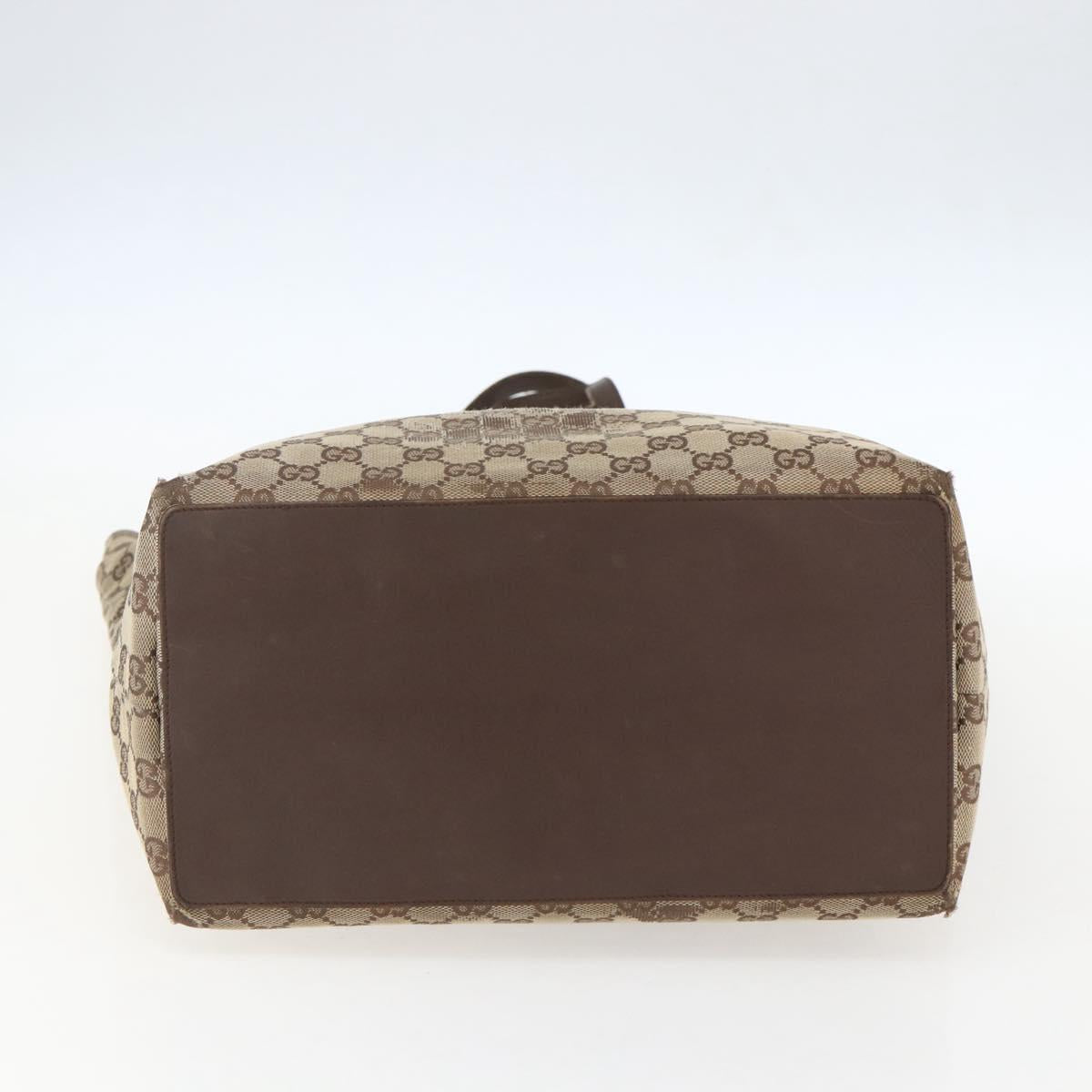 GUCCI GG Canvas Tote Bag Beige Silver 31242 Auth 148537