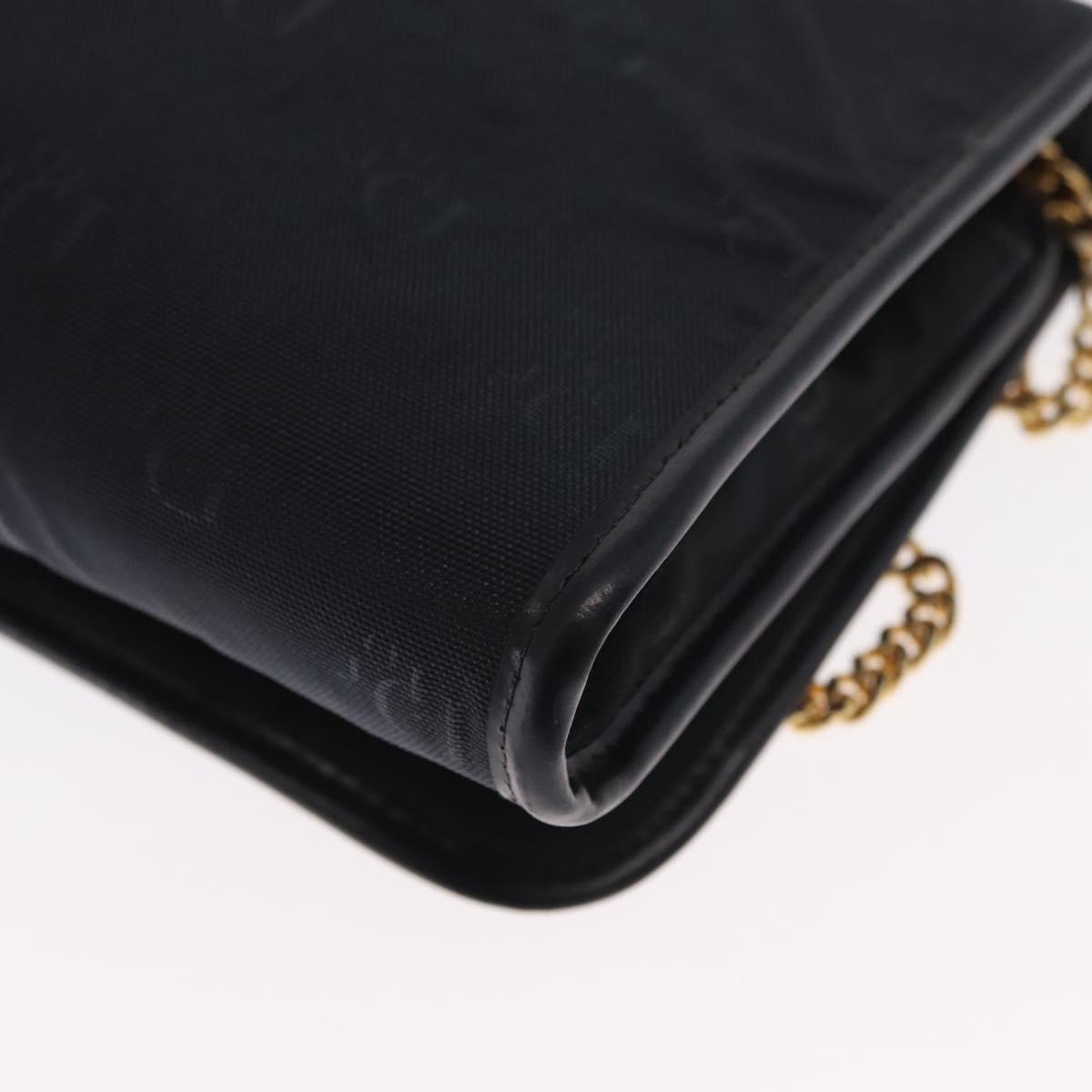 Christian Dior Chain Shoulder Bag Nylon Navy Gold Auth 148541