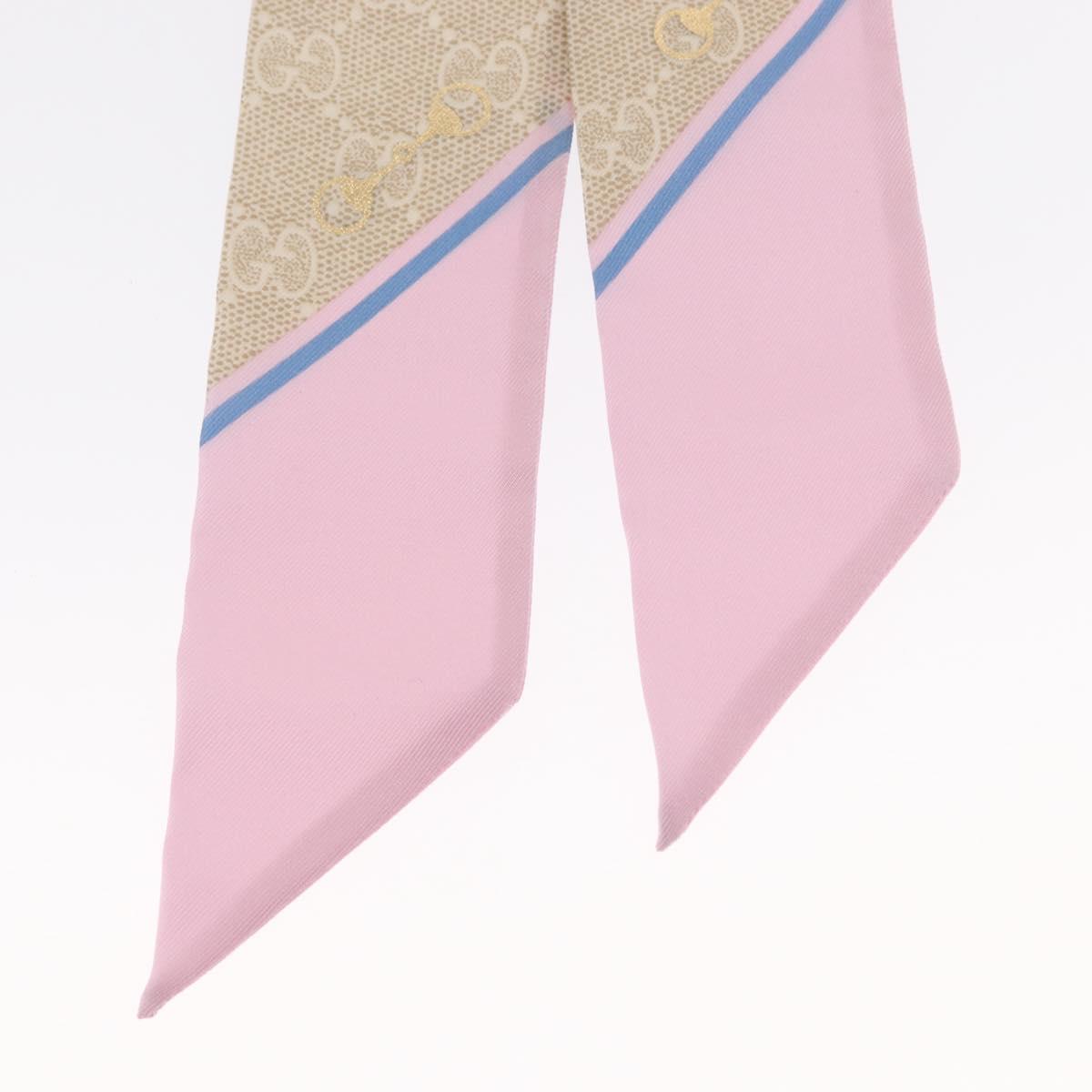 GUCCI Scarf Silk Old GUCCI Beige Pink 663719 Auth 148546M