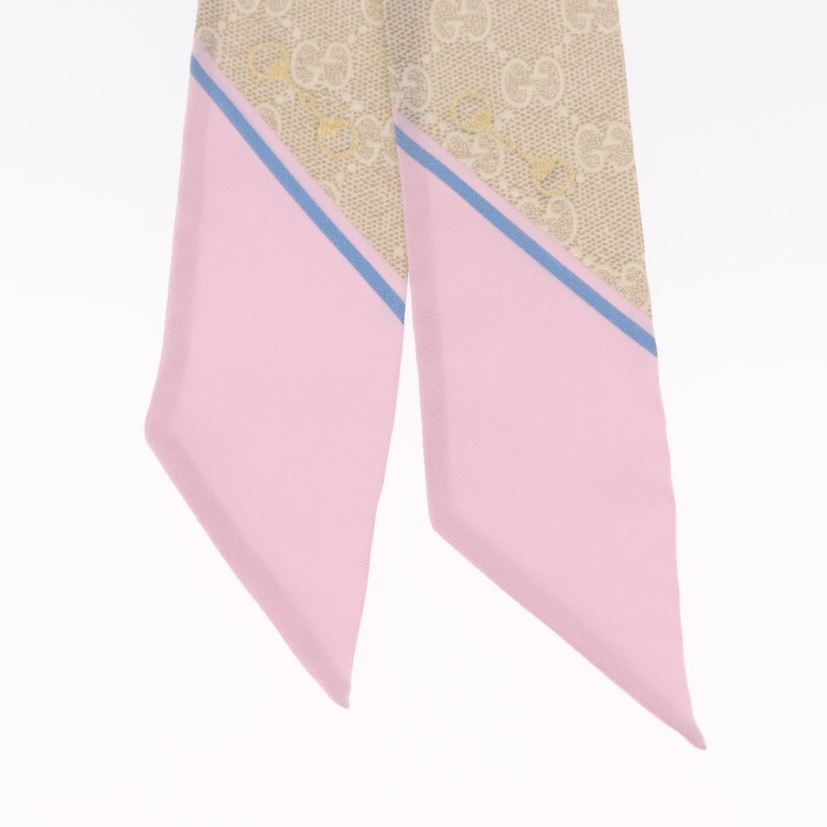 GUCCI Scarf Silk Old GUCCI Beige Pink 663719 Auth 148546M