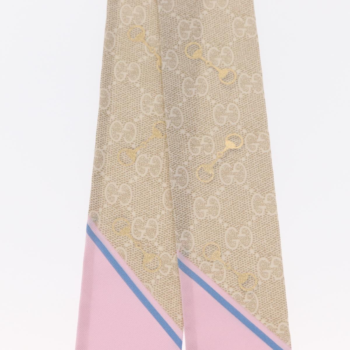 GUCCI Scarf Silk Old GUCCI Beige Pink 663719 Auth 148546M