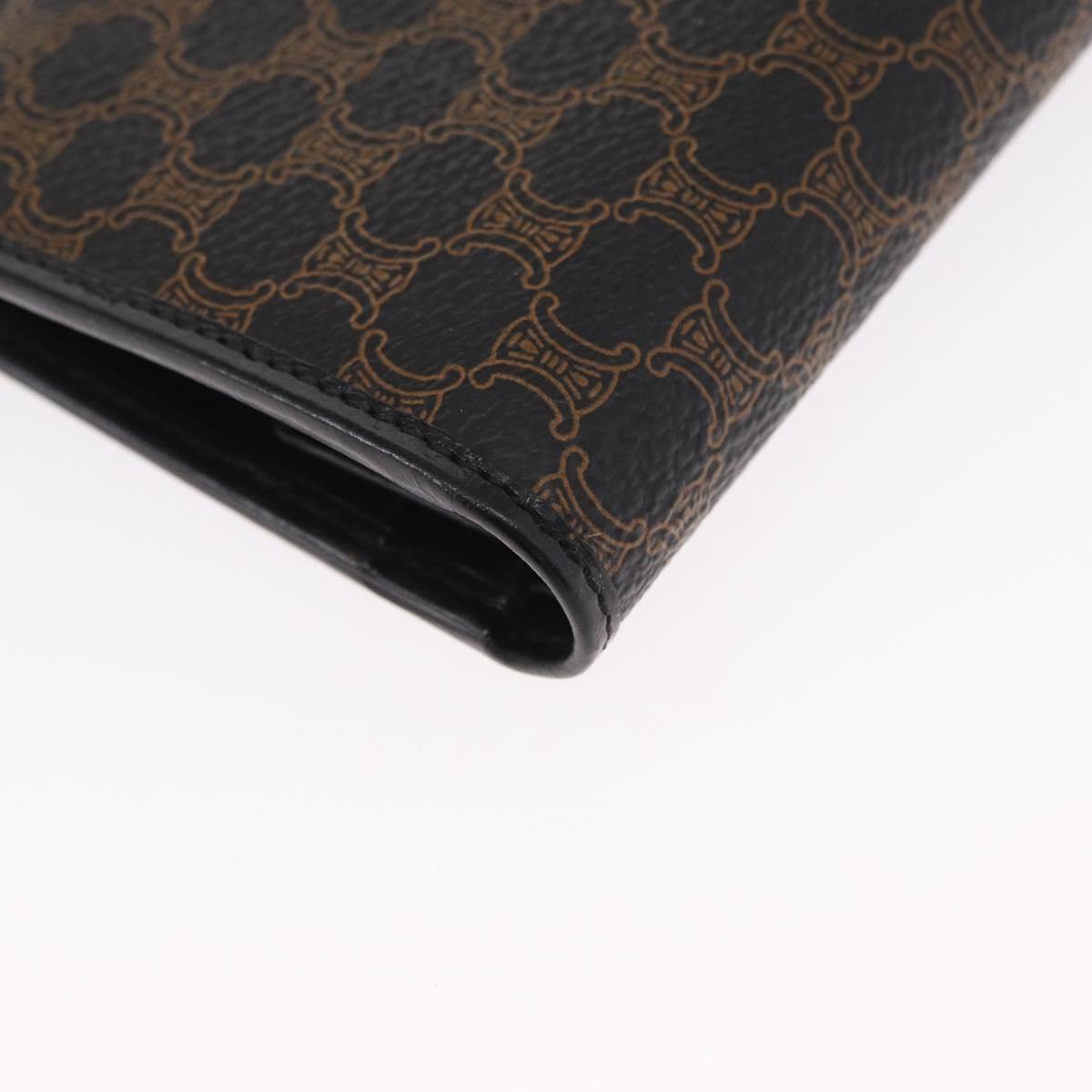 CELINE Macadam Canvas Wallet PVC Leather Black Auth 148550V