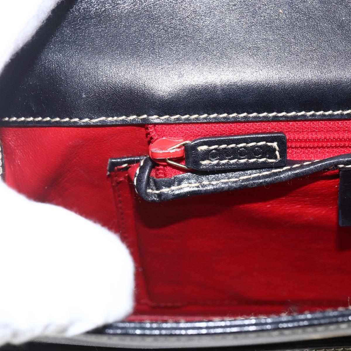 GUCCI Shoulder Bag Leather Black Gold 001 4214 Auth 148566
