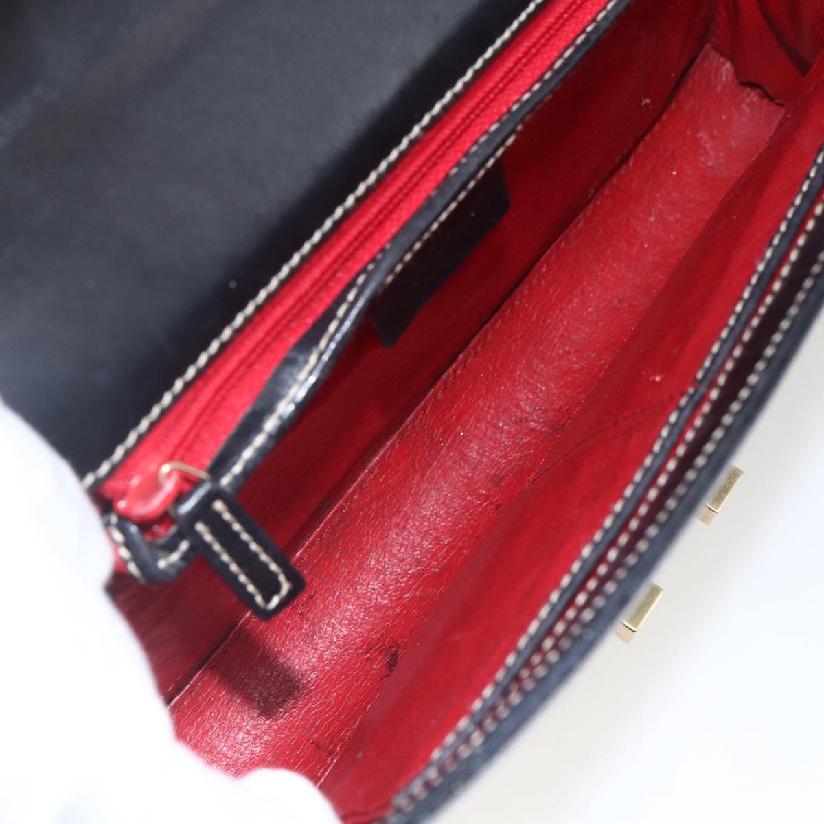 GUCCI Shoulder Bag Leather Black Gold 001 4214 Auth 148566