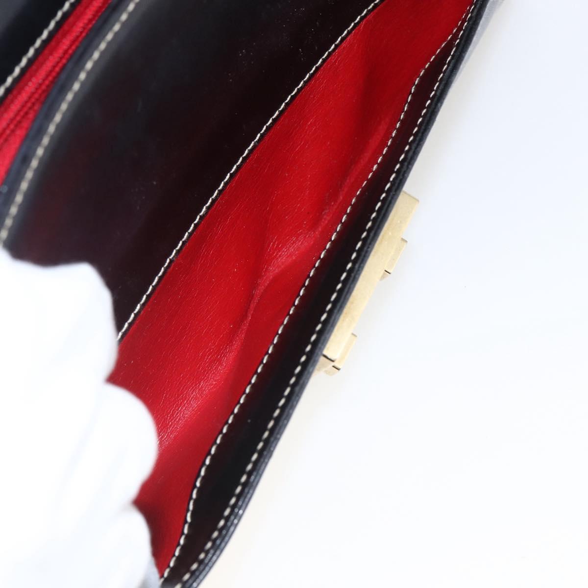GUCCI Shoulder Bag Leather Black Gold 001 4214 Auth 148566