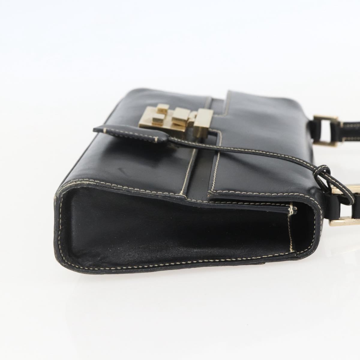 GUCCI Shoulder Bag Leather Black Gold 001 4214 Auth 148566