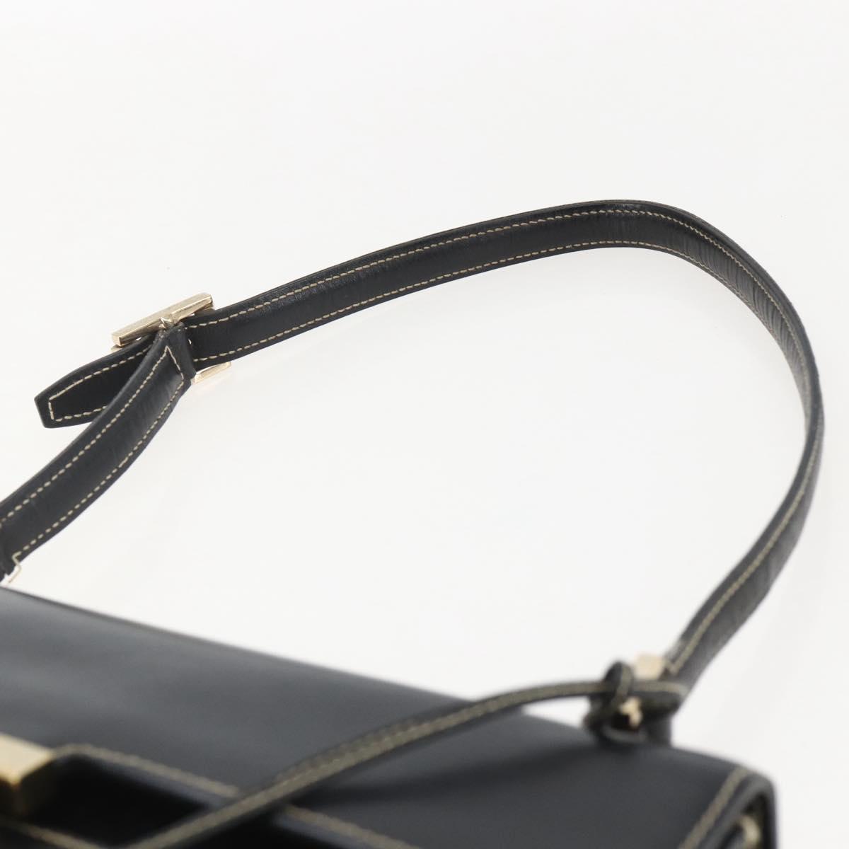 GUCCI Shoulder Bag Leather Black Gold 001 4214 Auth 148566