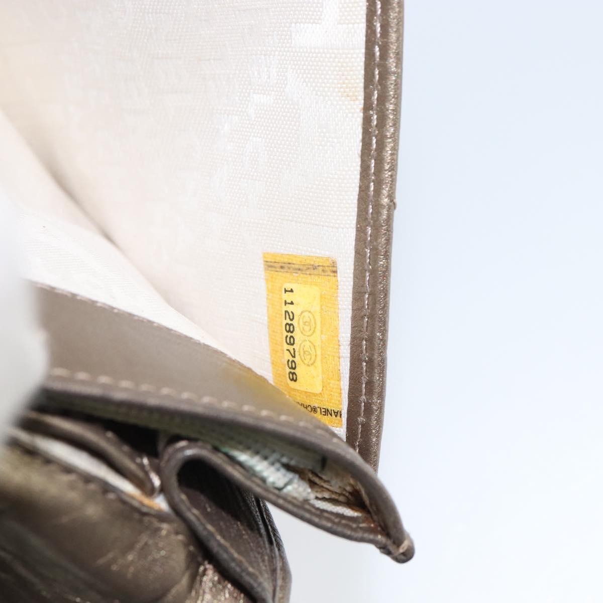 CHANEL Cambon Line Wallet Lamb Skin Brown CC Auth 148574A