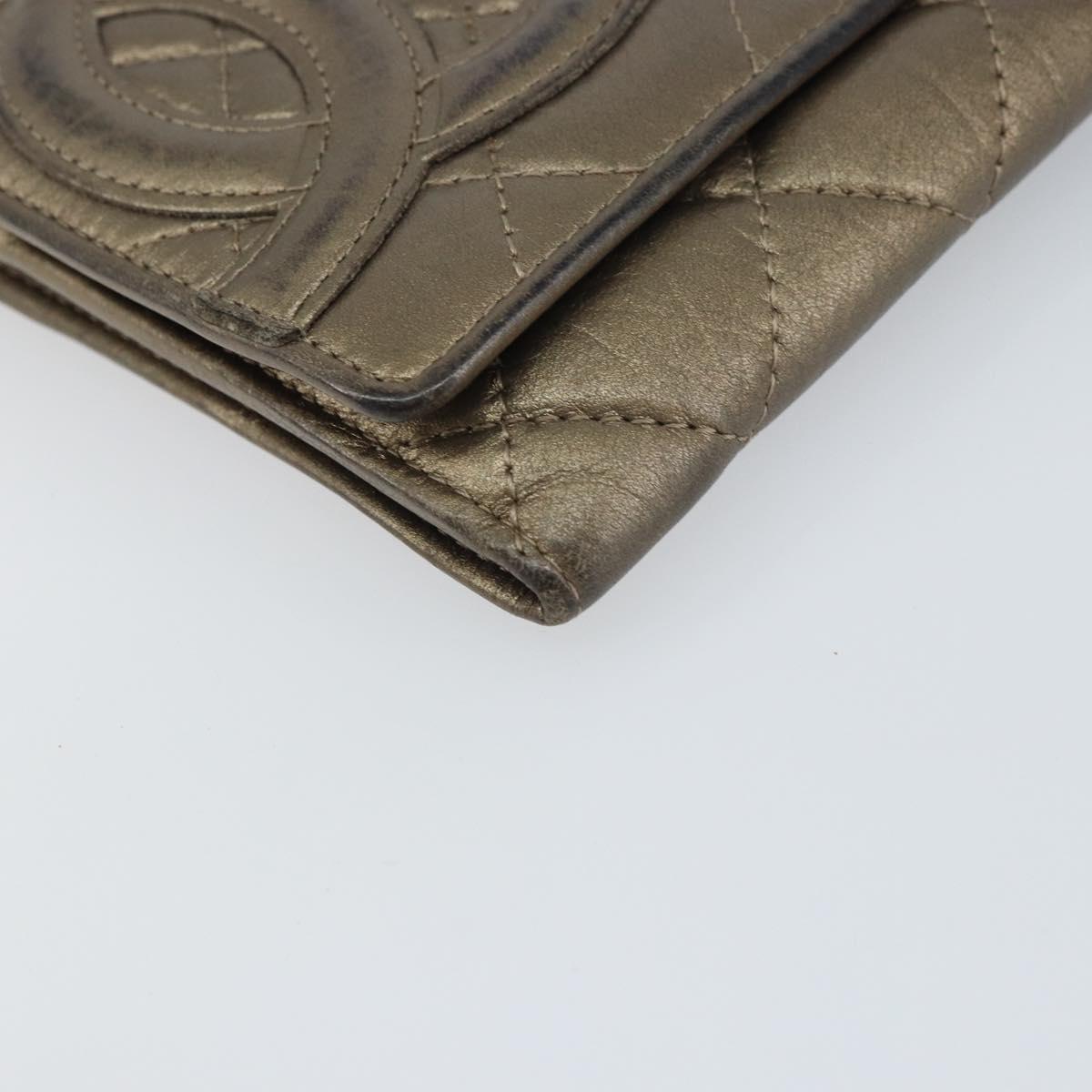 CHANEL Cambon Line Wallet Lamb Skin Brown CC Auth 148574A