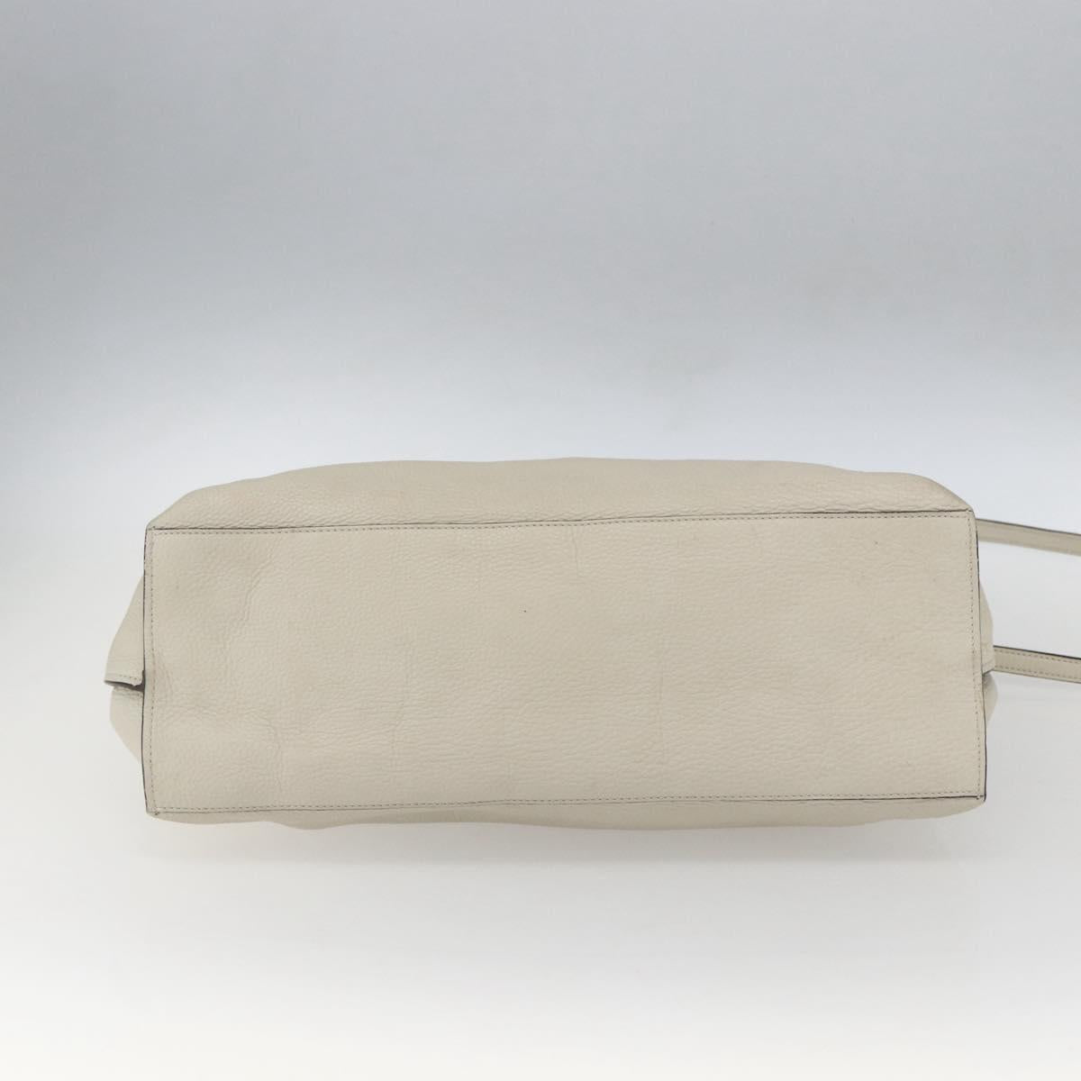 GUCCI Hand Bag Leather 2way White Silver 370830 Auth 148582