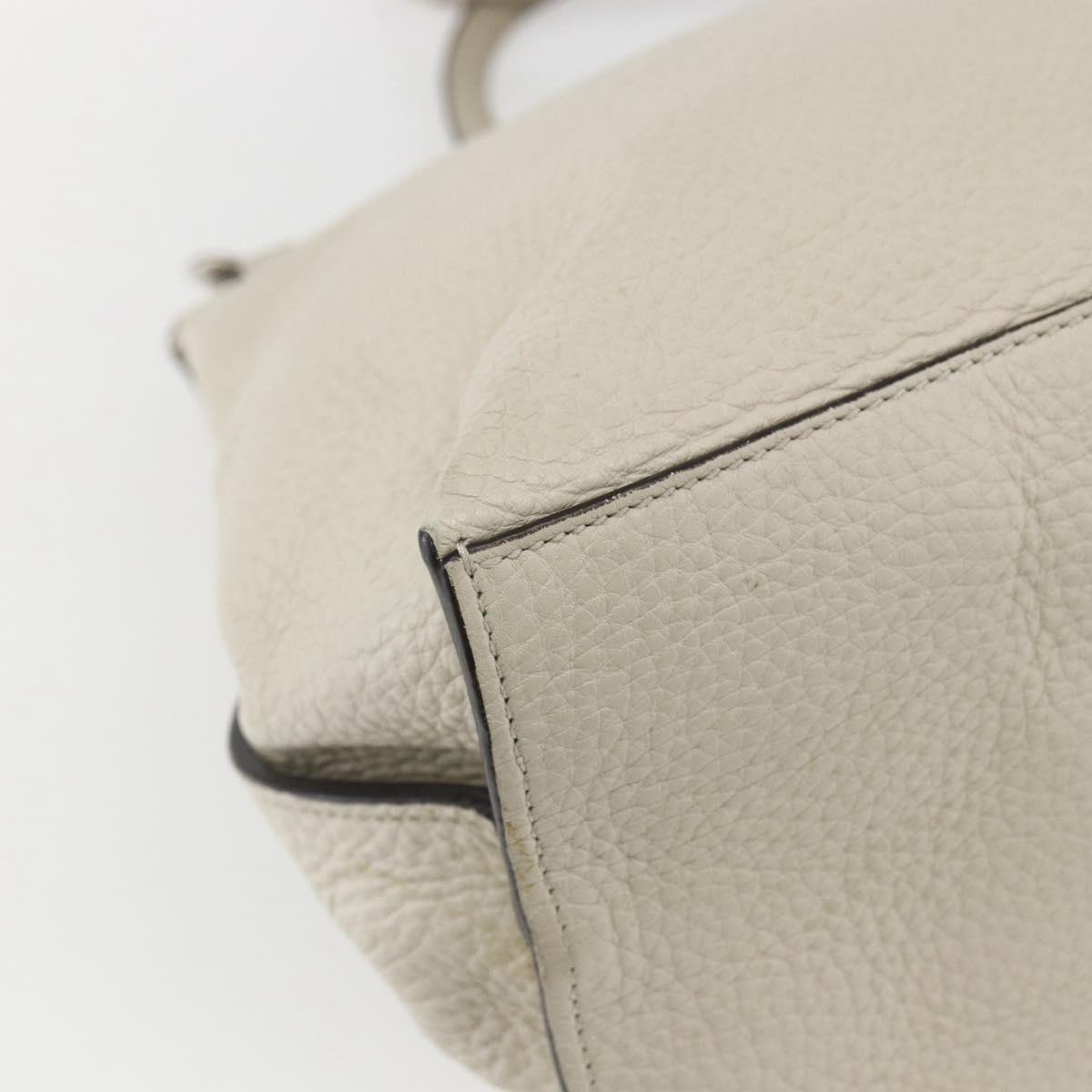 GUCCI Hand Bag Leather 2way White Silver 370830 Auth 148582