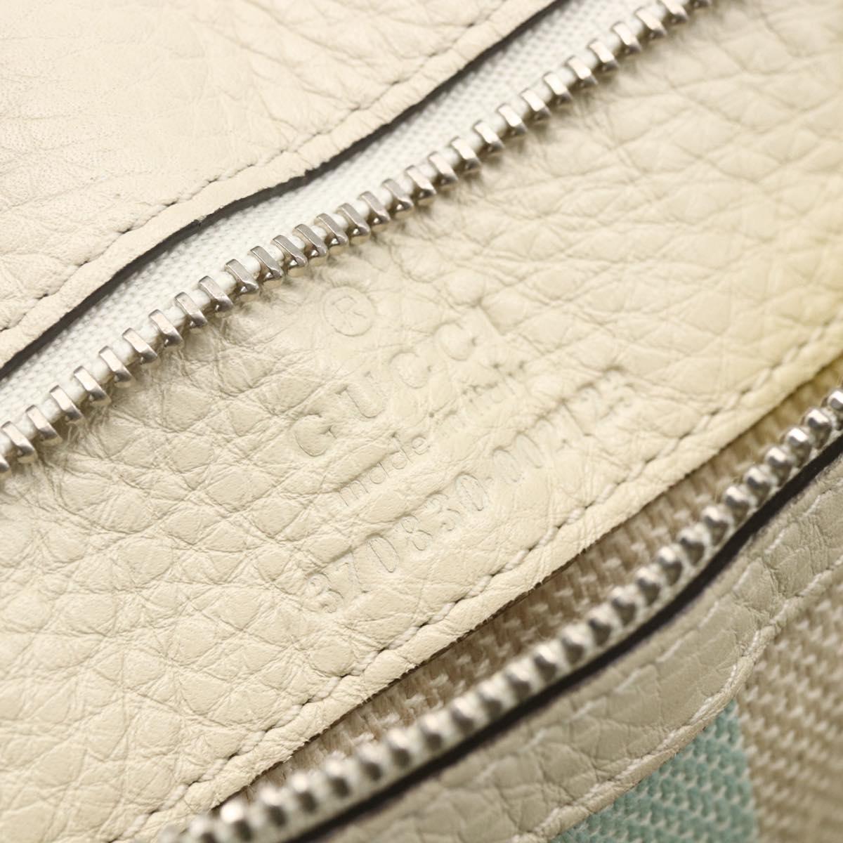 GUCCI Hand Bag Leather 2way White Silver 370830 Auth 148582