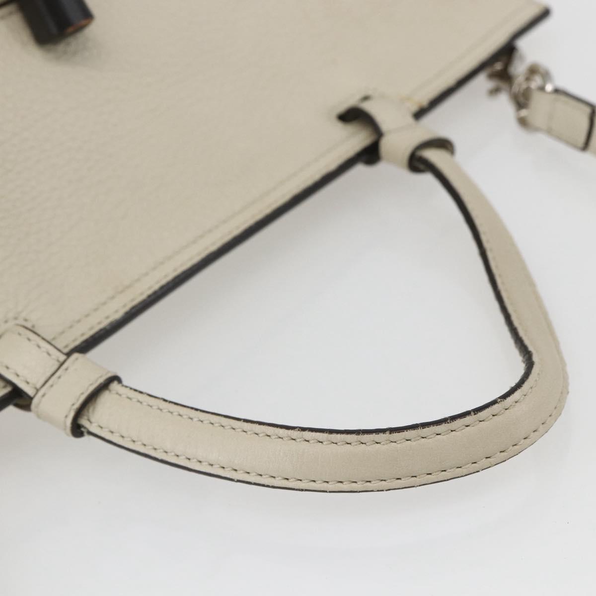 GUCCI Hand Bag Leather 2way White Silver 370830 Auth 148582