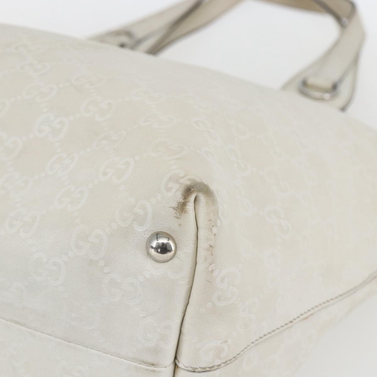 GUCCI GG Canvas Guccissima Tote Bag Leather White Silver 229852 Auth 148583