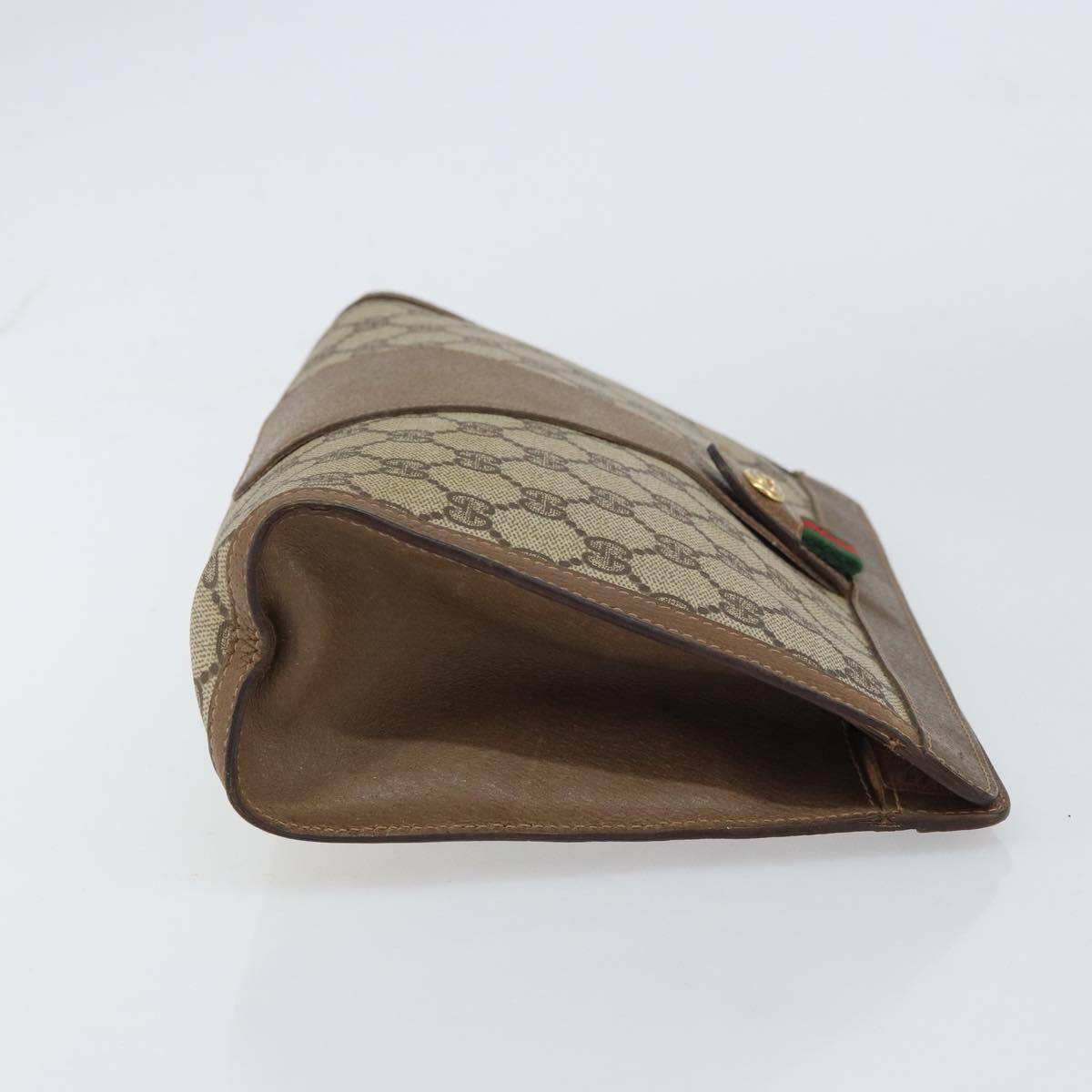 GUCCI GG Supreme Web Sherry Line Clutch Bag PVC Beige 89 01 033 Auth 148586