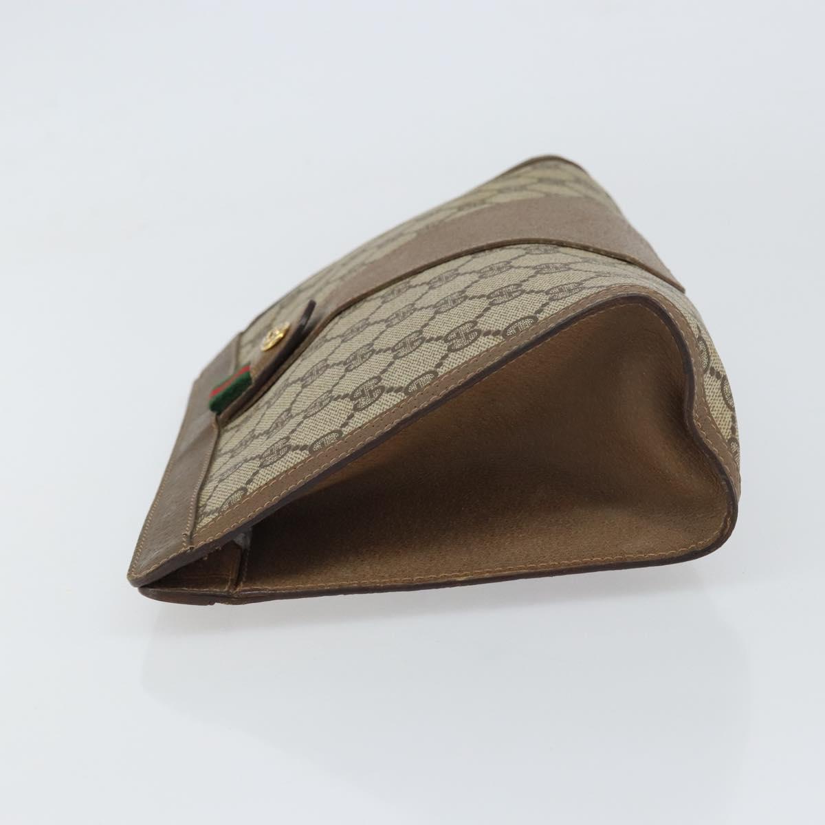 GUCCI GG Supreme Web Sherry Line Clutch Bag PVC Beige 89 01 033 Auth 148586