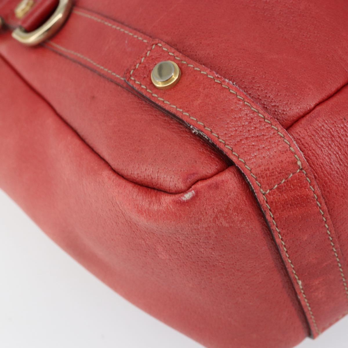 GUCCI Tote Bag Leather Red Gold 130736 Auth 148617