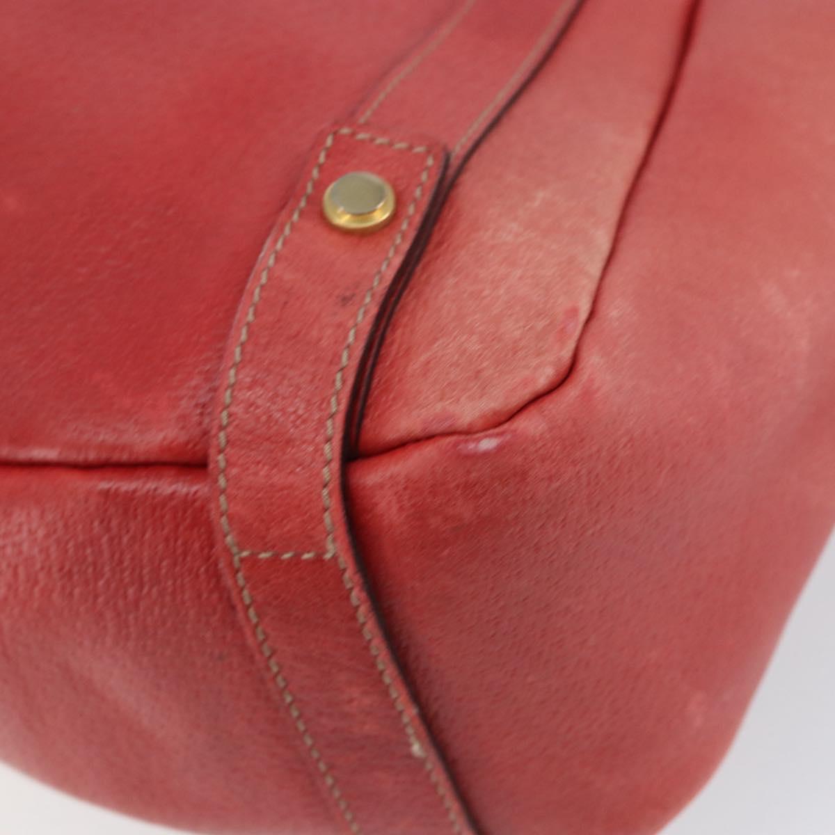 GUCCI Tote Bag Leather Red Gold 130736 Auth 148617