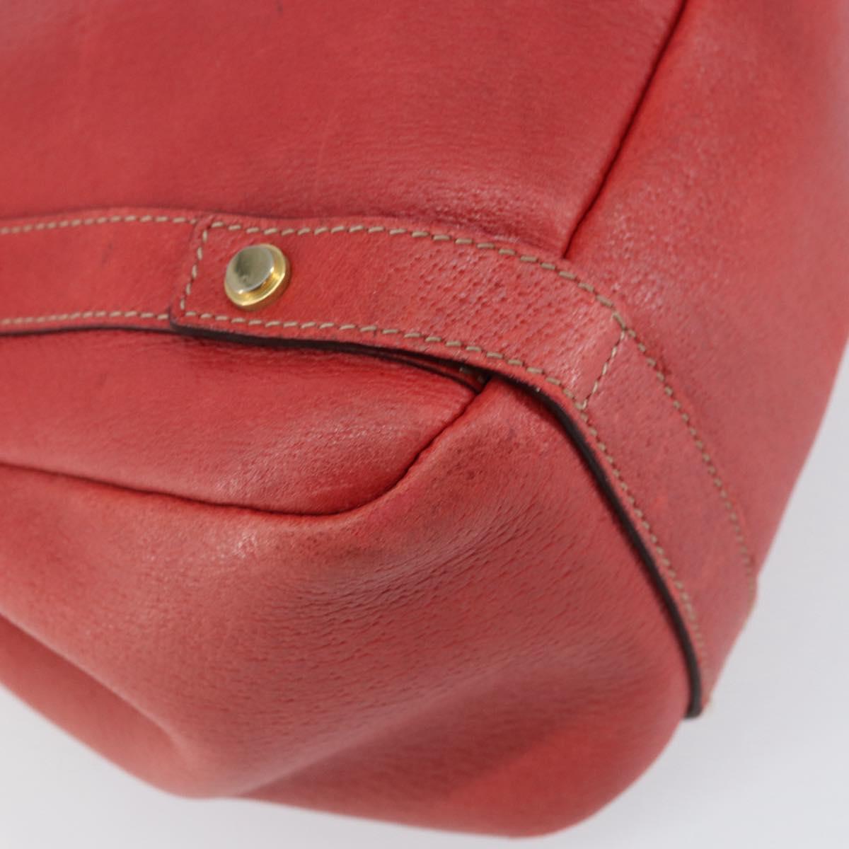 GUCCI Tote Bag Leather Red Gold 130736 Auth 148617