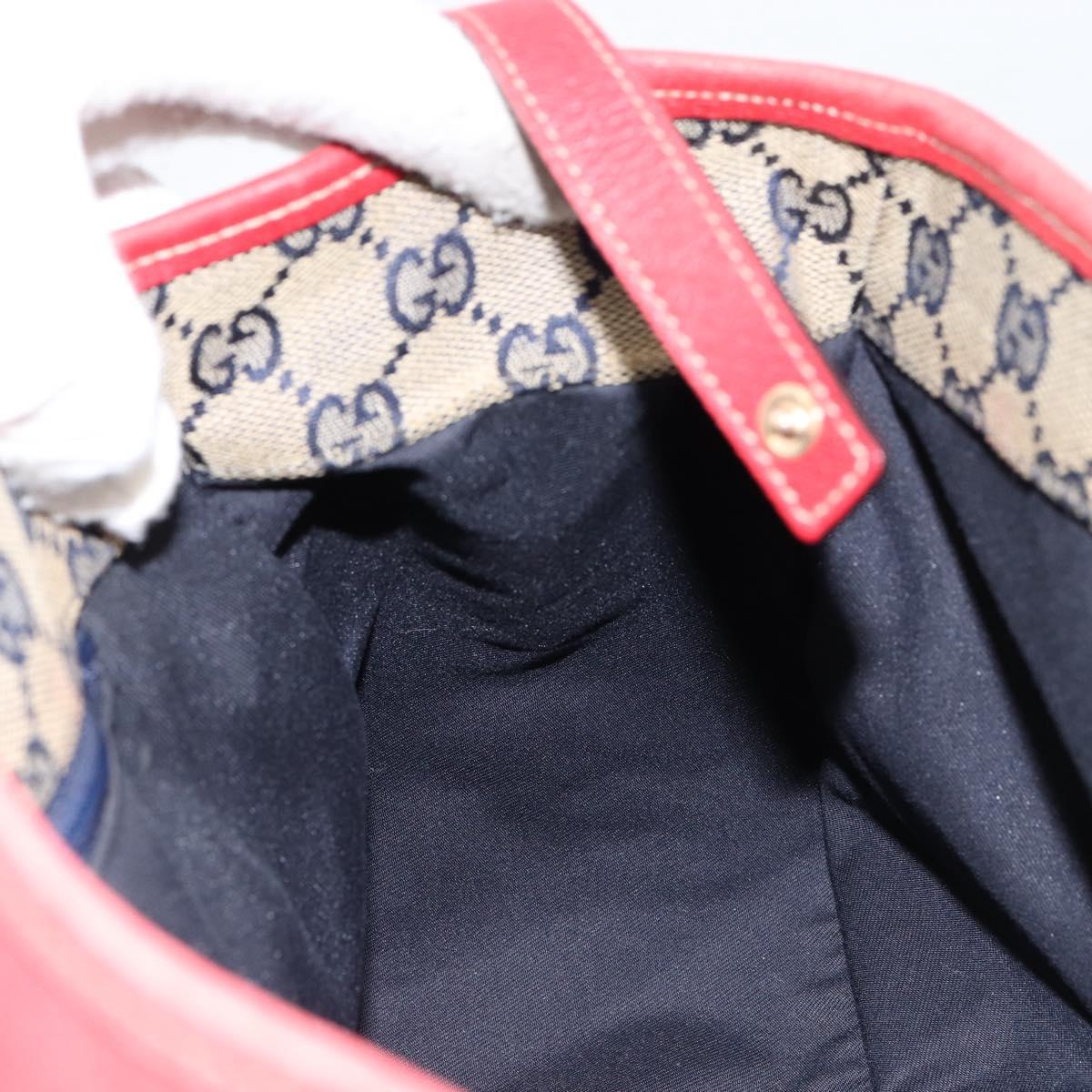 GUCCI Tote Bag Leather Red Gold 130736 Auth 148617