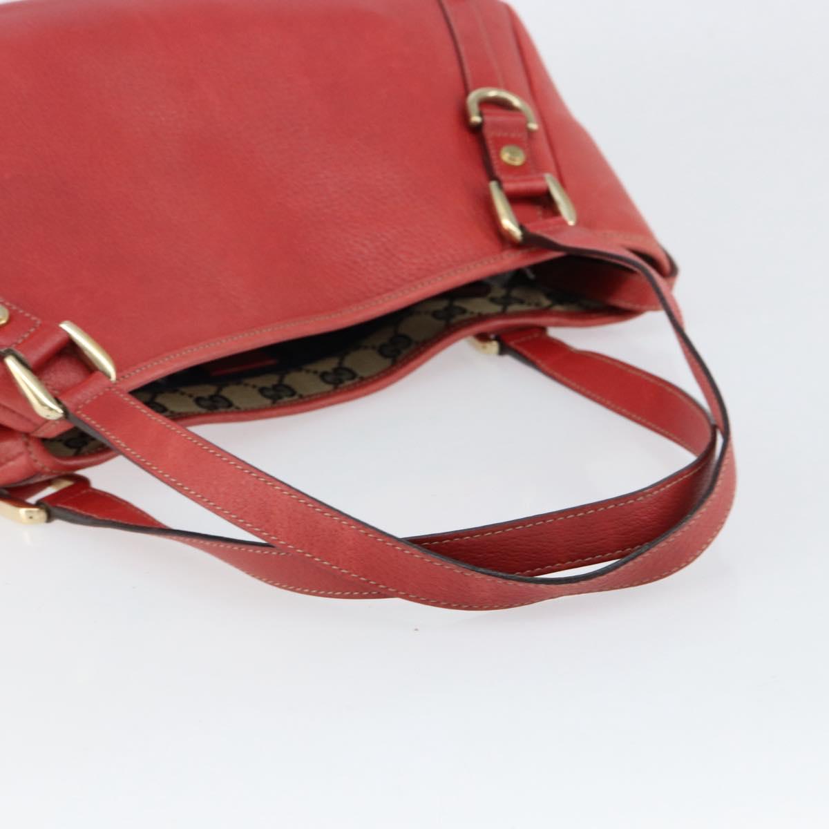 GUCCI Tote Bag Leather Red Gold 130736 Auth 148617