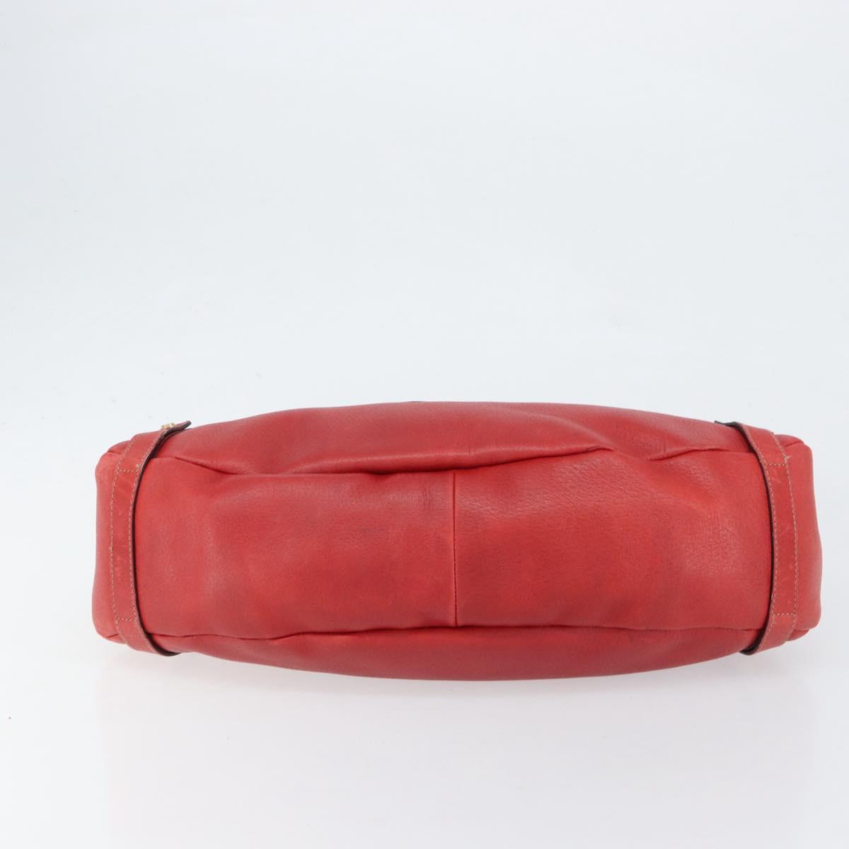 GUCCI Tote Bag Leather Red Gold 130736 Auth 148617