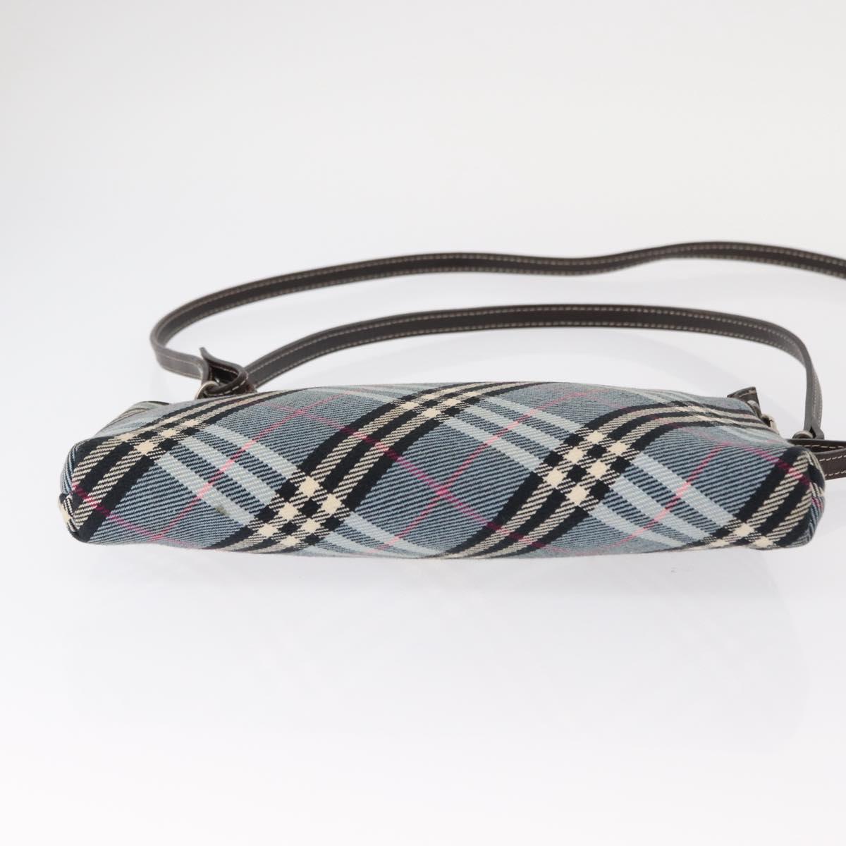 BURBERRY Nova Check Blue Label Pouch Canvas Light Blue Auth 148618