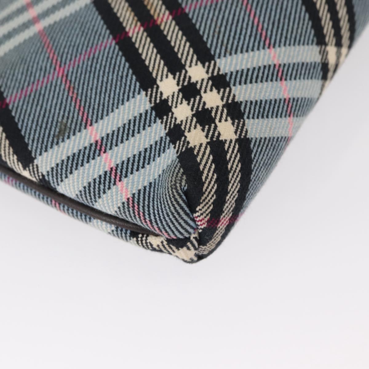 BURBERRY Nova Check Blue Label Pouch Canvas Light Blue Auth 148618