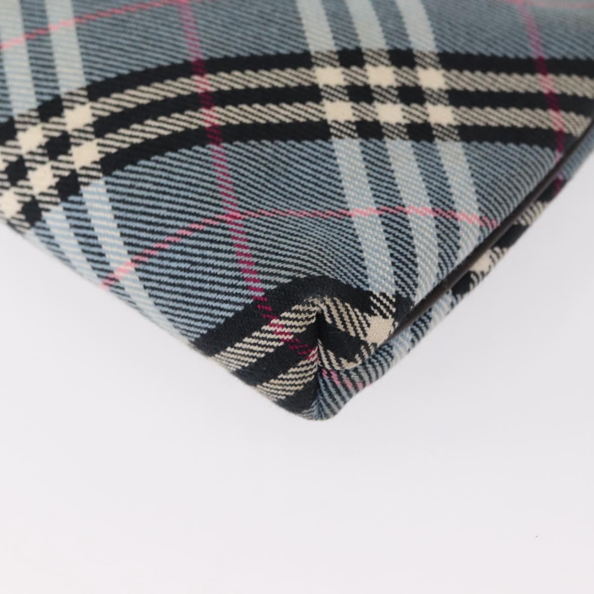 BURBERRY Nova Check Blue Label Pouch Canvas Light Blue Auth 148618