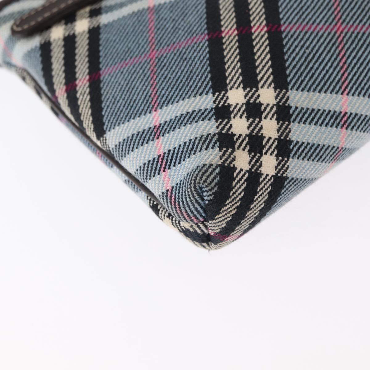 BURBERRY Nova Check Blue Label Pouch Canvas Light Blue Auth 148618