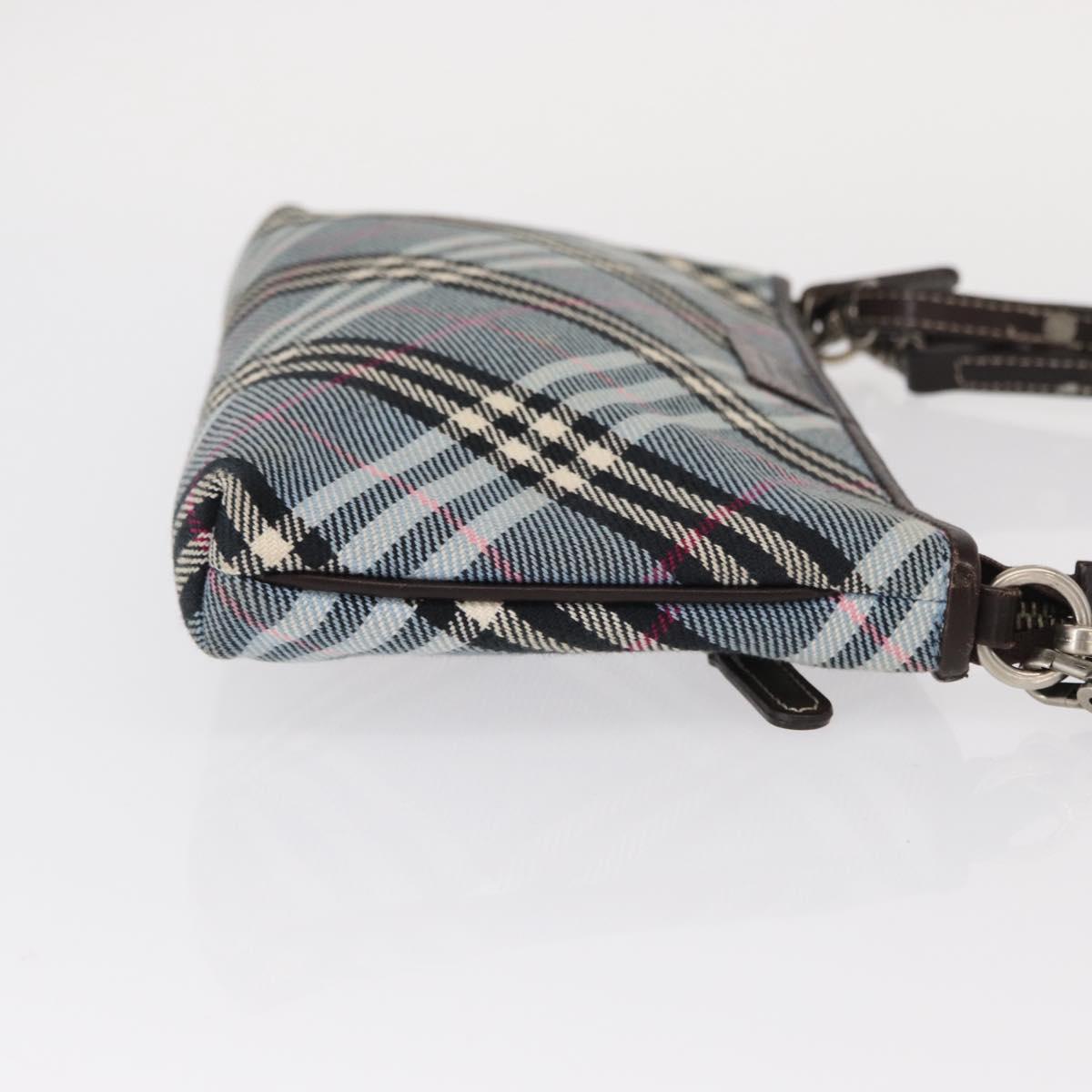 BURBERRY Nova Check Blue Label Pouch Canvas Light Blue Auth 148618