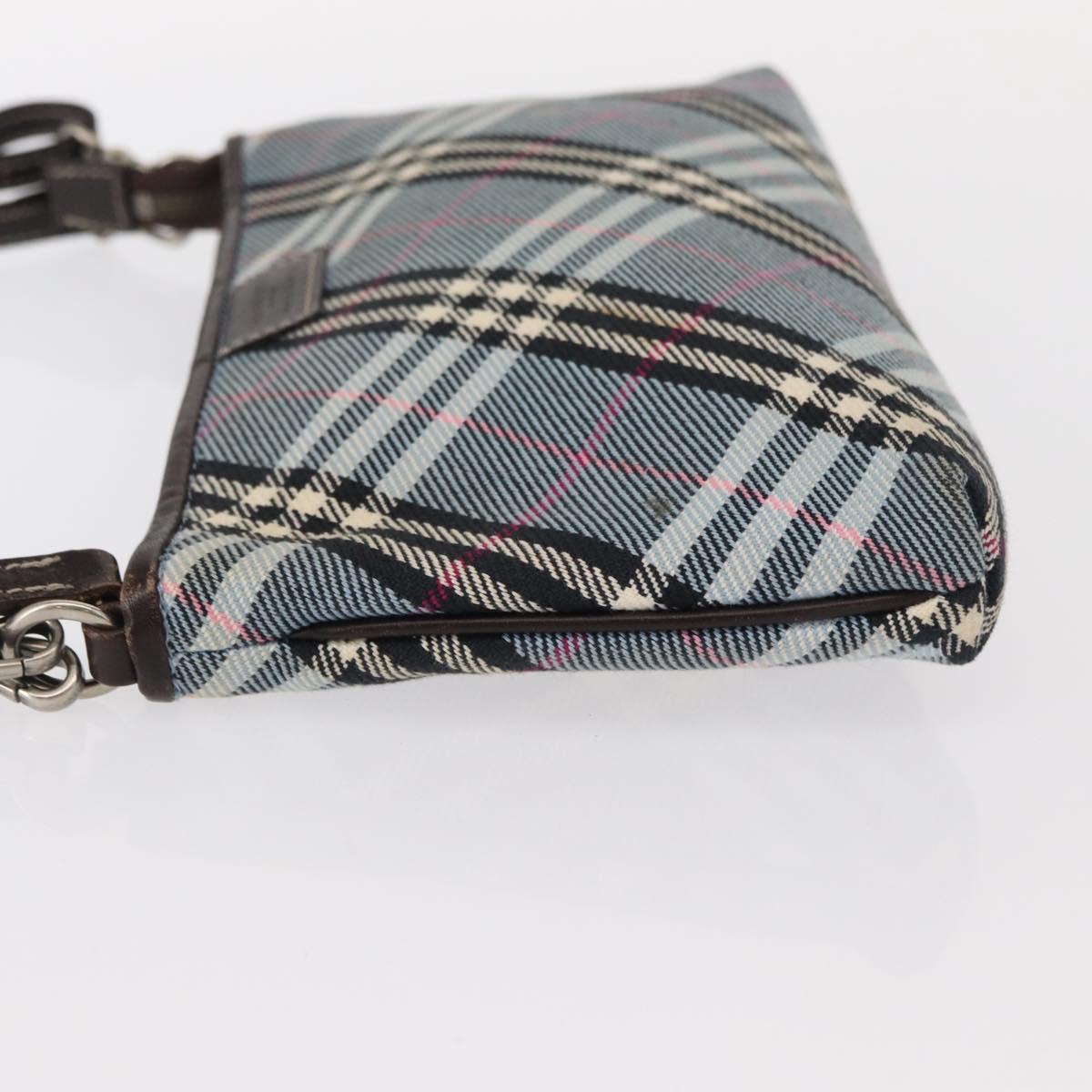 BURBERRY Nova Check Blue Label Pouch Canvas Light Blue Auth 148618