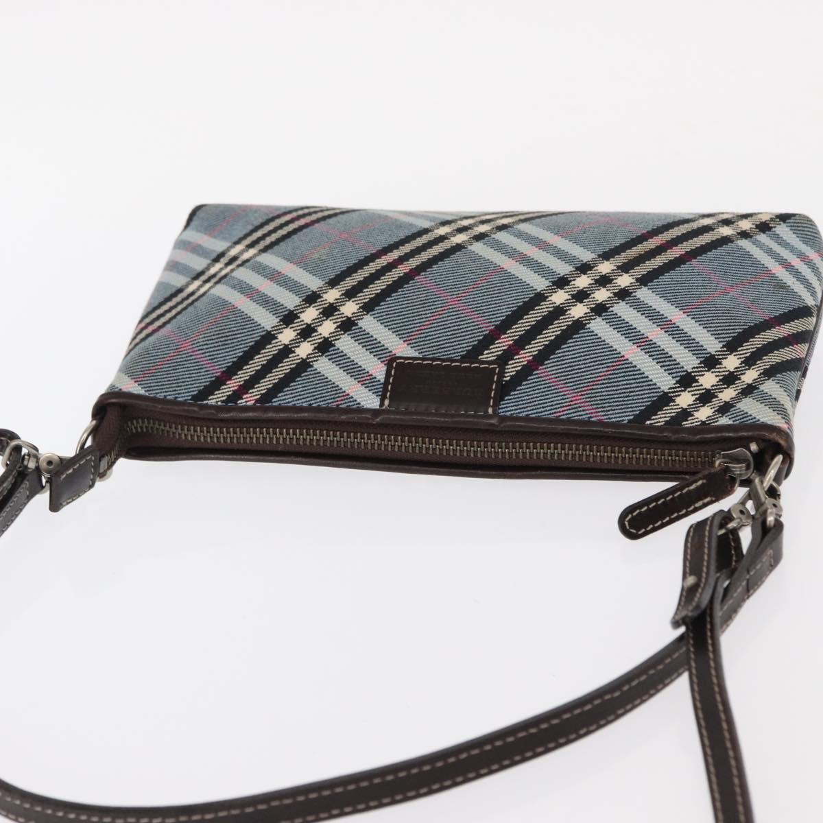 BURBERRY Nova Check Blue Label Pouch Canvas Light Blue Auth 148618