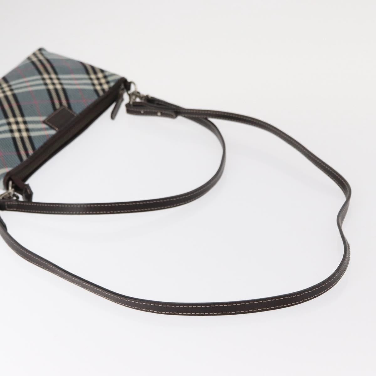 BURBERRY Nova Check Blue Label Pouch Canvas Light Blue Auth 148618