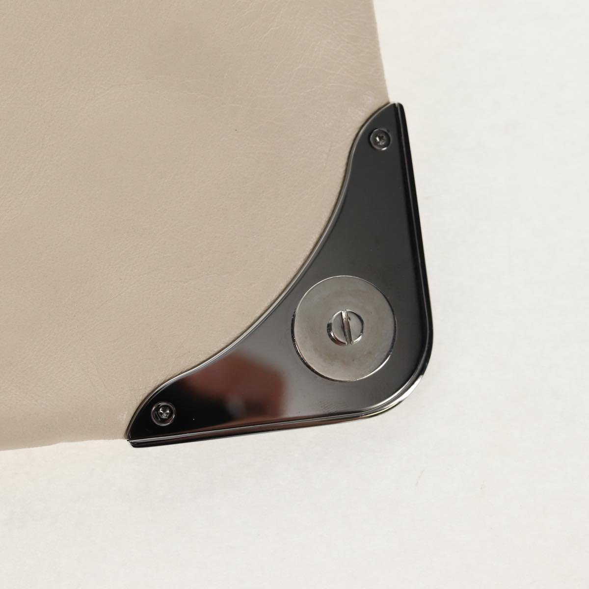 CHANEL Shoulder Bag Lamb Skin White Silver CC Auth 148619AV