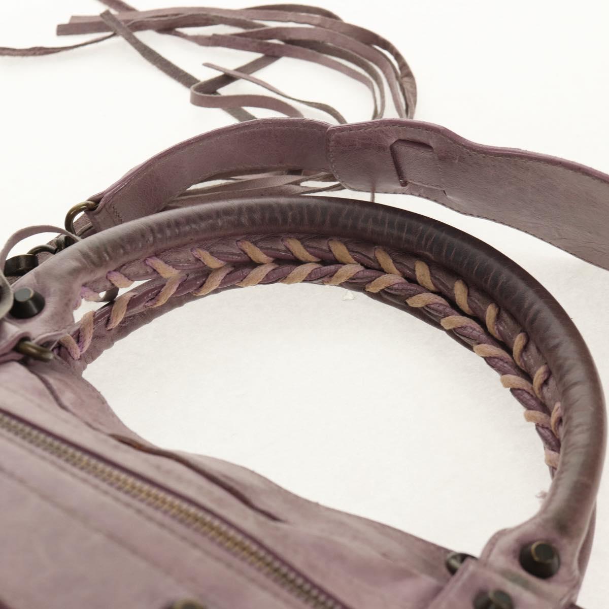 BALENCIAGA The City Hand Bag Leather 2way Purple 103208 Auth 148620V